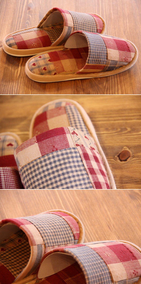 レコメンドモール / パッチワークの生地が可愛いスリッパ。 カントリー